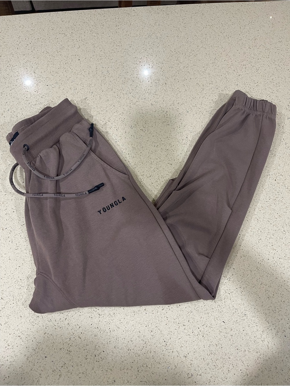 YoungLA Men's Taupe-Brown Joggers with Drawstring - Picture 7 of 8